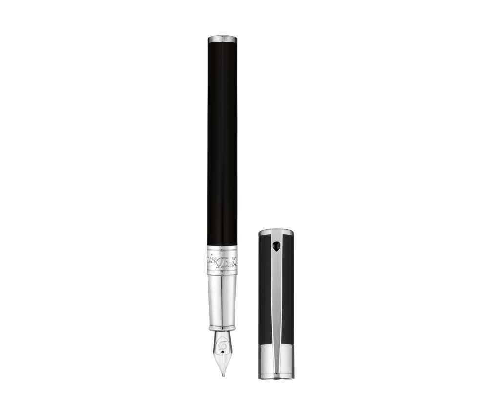 D-Initial Black &amp; Chrome Fountain Pen (Black &amp; Chrome Pen Cap)